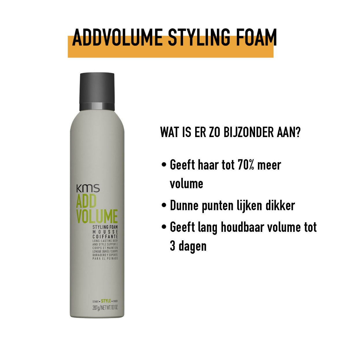 KMS ADDVOLUME STYLING FOAM 6% 300ML