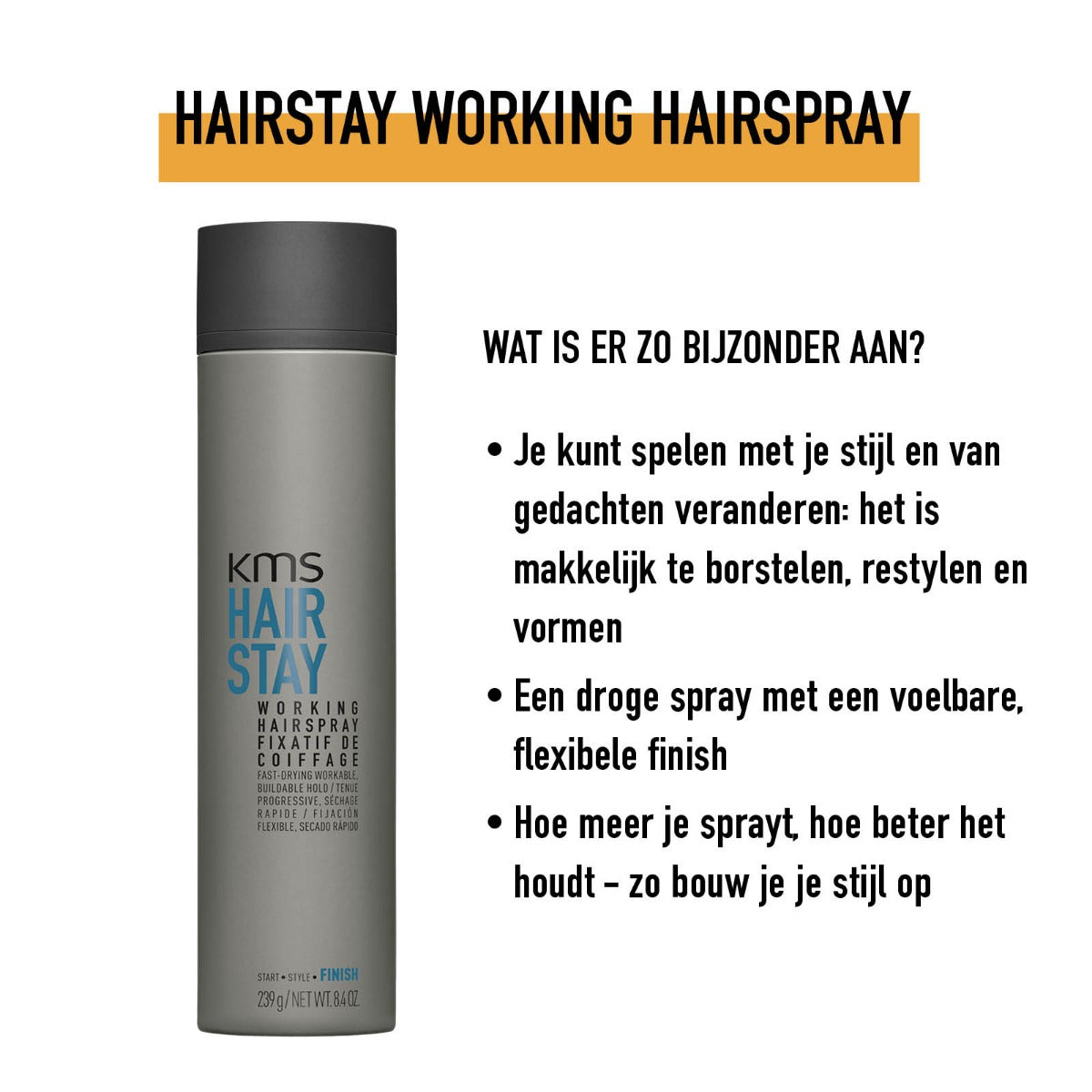 KMS HAIRSTAY WORKING SPRAY VOC 55% 300ML