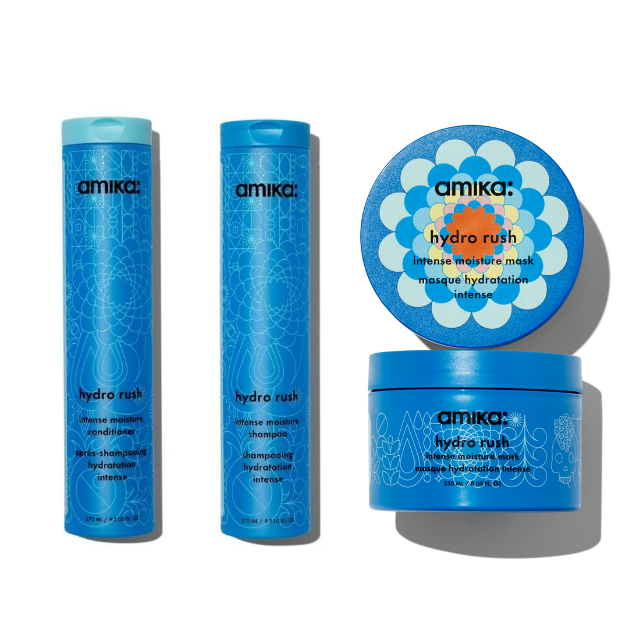 amika complete hydration routine - shampoo, conditioner, haarmasker