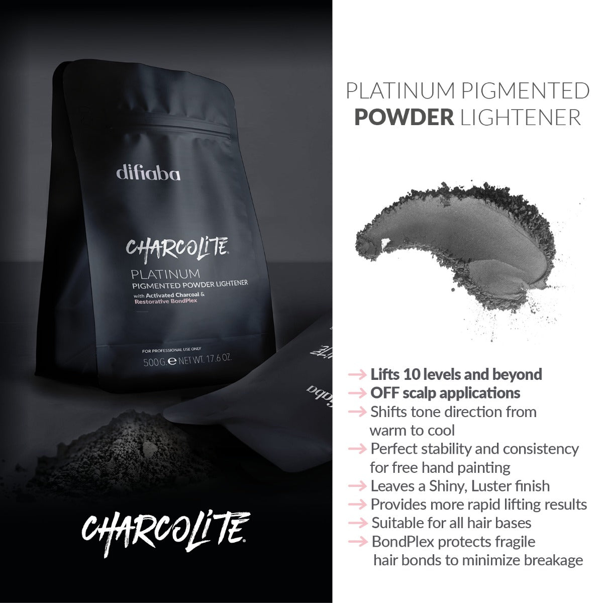 Difiaba Charcolite Platinum Powder Lightener 500gr